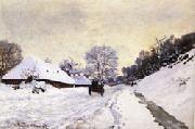 Claude Monet The Cart Snow-Covered Road at Honfleur oil painting picture wholesale